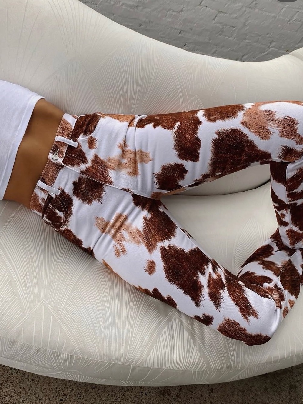 WeWoreWhat Cow Print Jeans - Brown & White Size 26 (HEMMED)